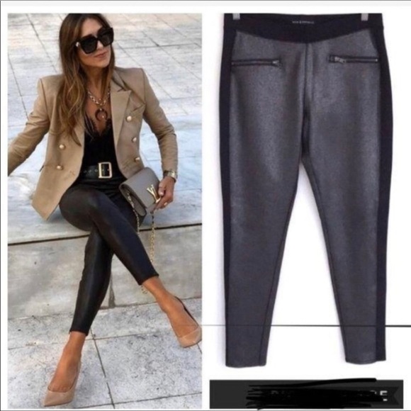 Rock & Republic Metallic black Motto Leggings XS shimmer NWT‎ - Picture 1 of 13
